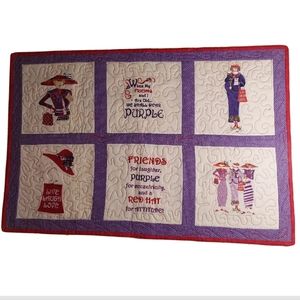 Red Hat Society Hats When I Am Old I Wear Purple 23"x34" Quilted Runner Quilt